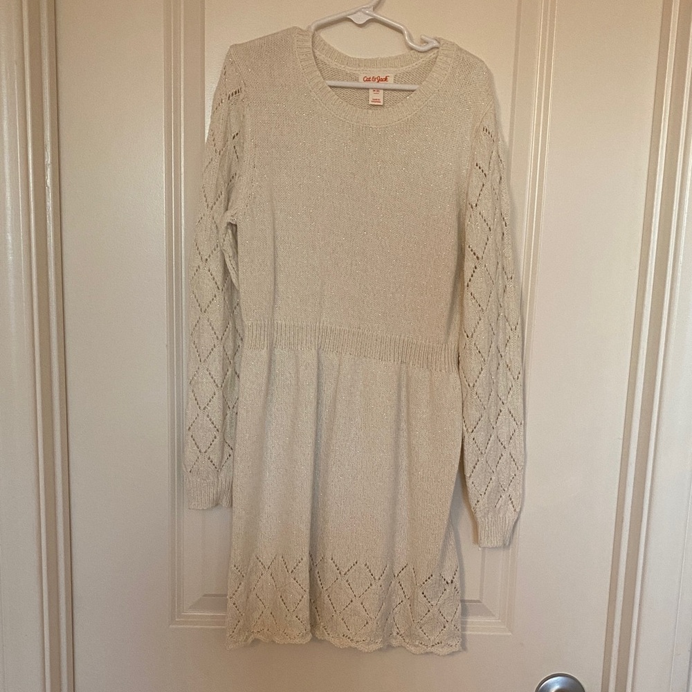 Cat & Jack Cream Knit Casual Dress